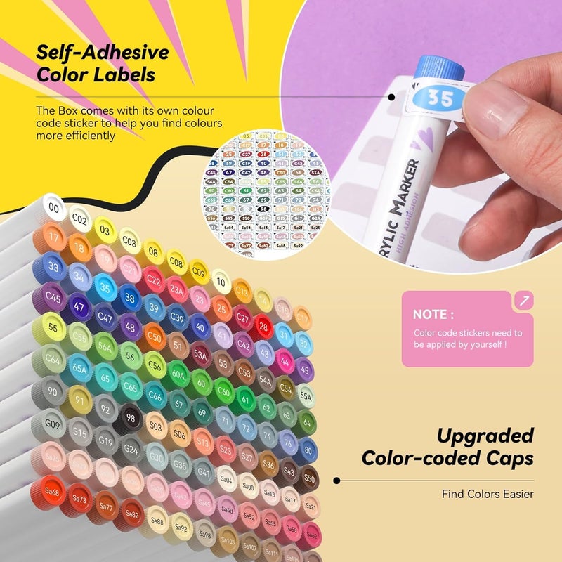 Arrtx Acrylic Markers Anime Series 120 Colors,Brush Tip Acrylic Paint Pens Paint Markers for Rock Painting Glass Wood Stone Fabric,Art Supplies - Image 5